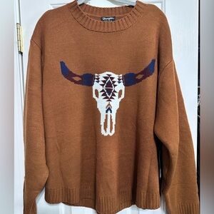 Wrangler Sweater with Bull Skull Design